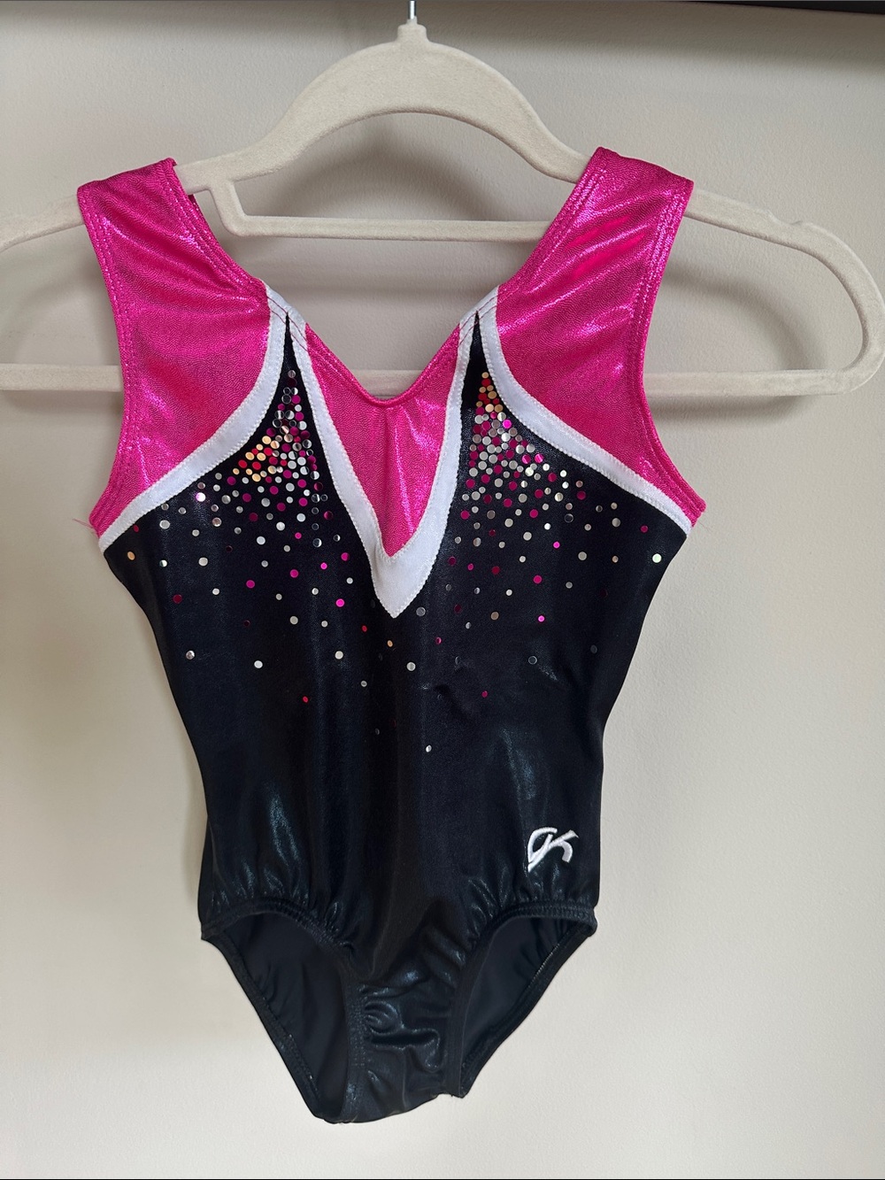 GK Black and Hot Pink Sparkle Gymnastics Leotard